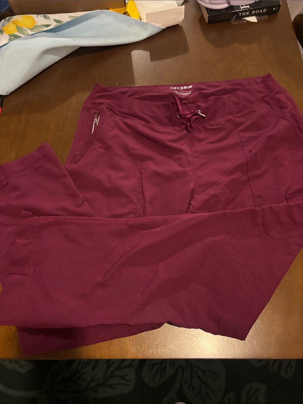 healing hands burgundy Drawstring Scrub Pants